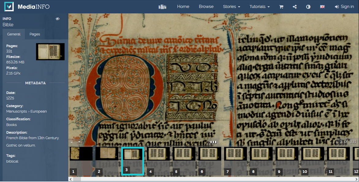 Close-up of French Bible Manuscript Scanning